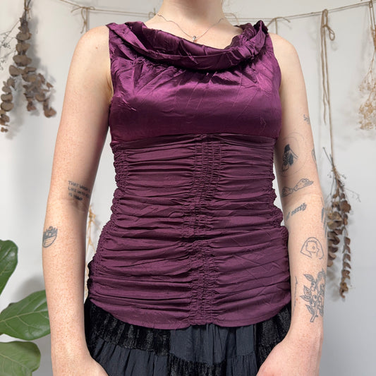Purple ruched top - size XS/S