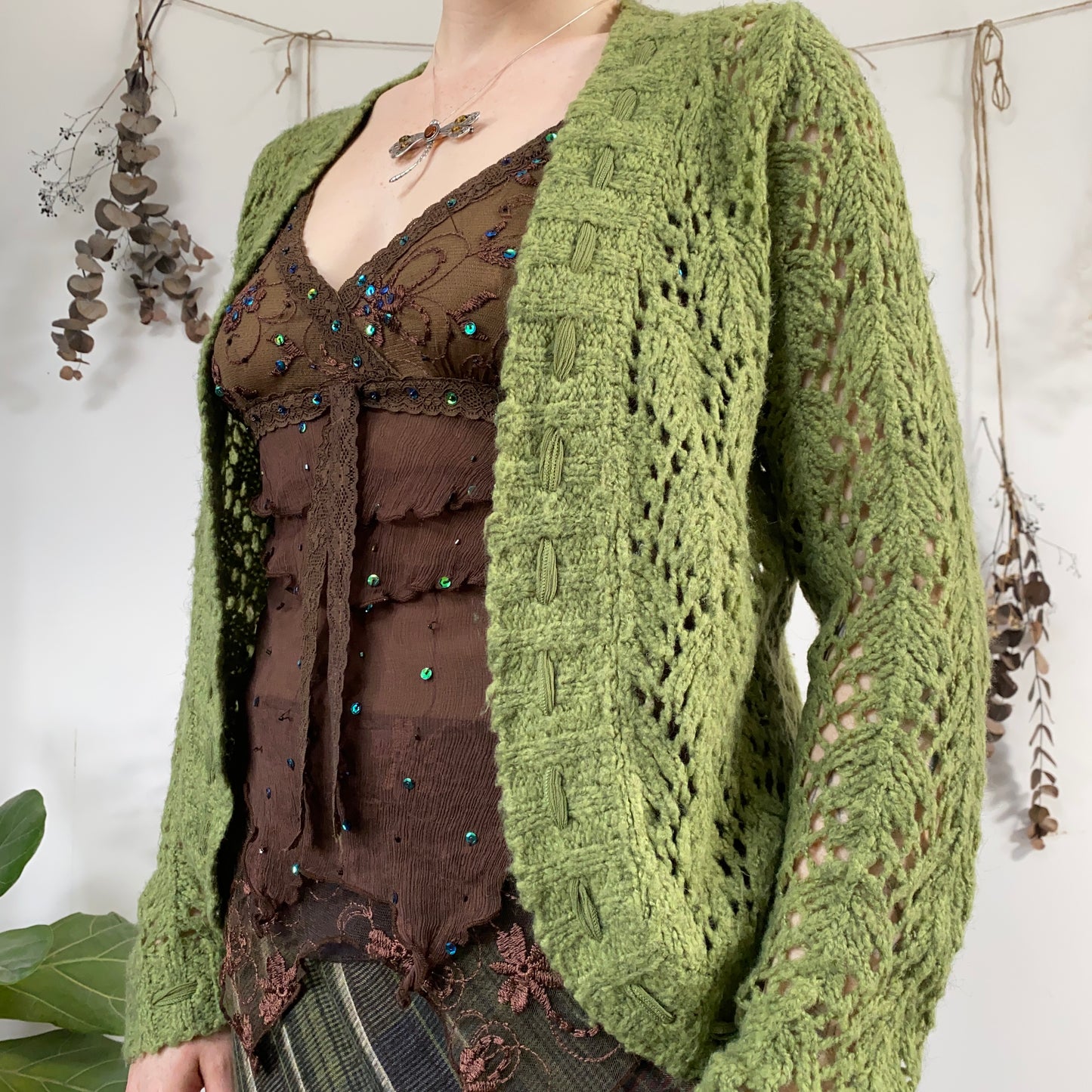 Green knit cardigan - size M/L