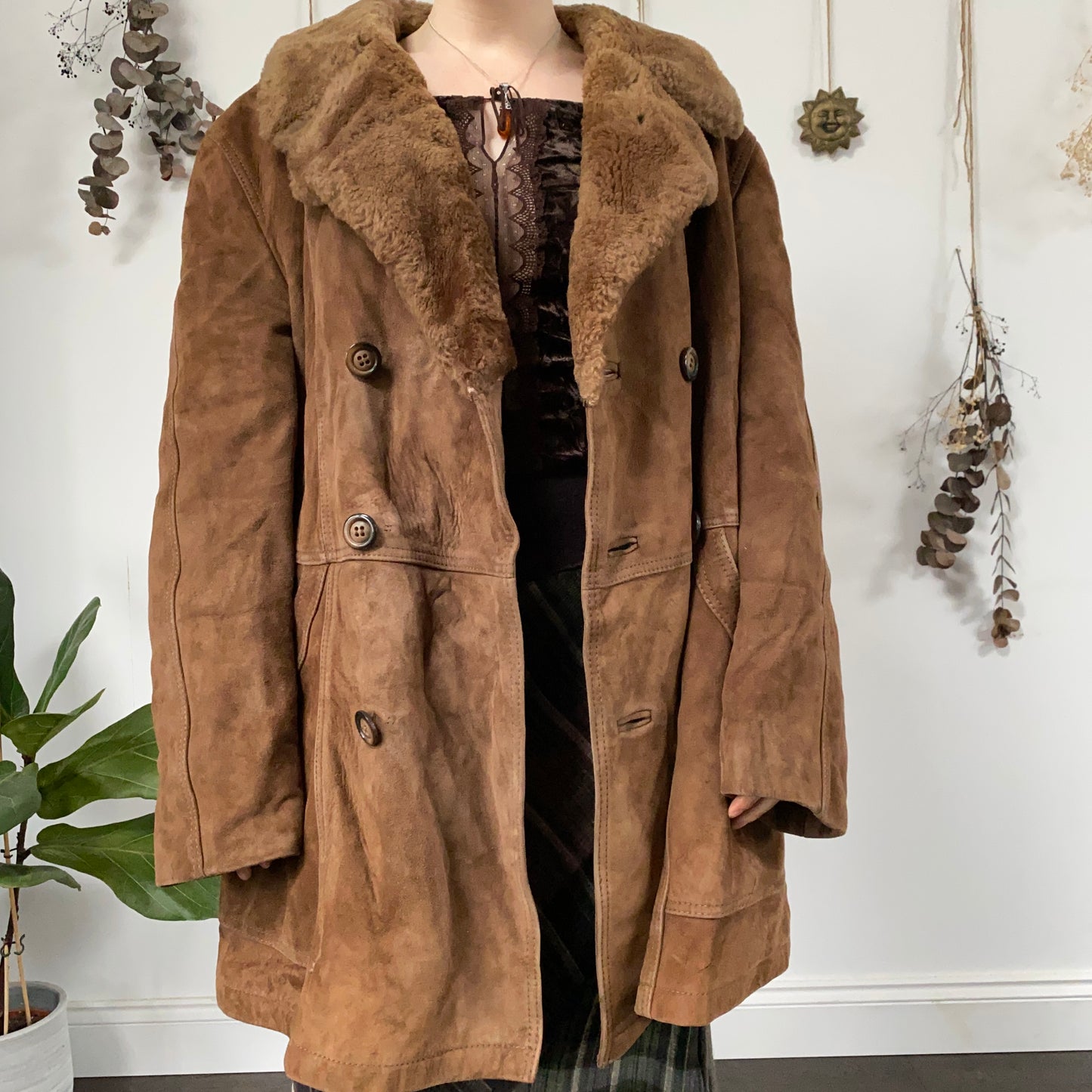 Brown sheepskin coat - size XL