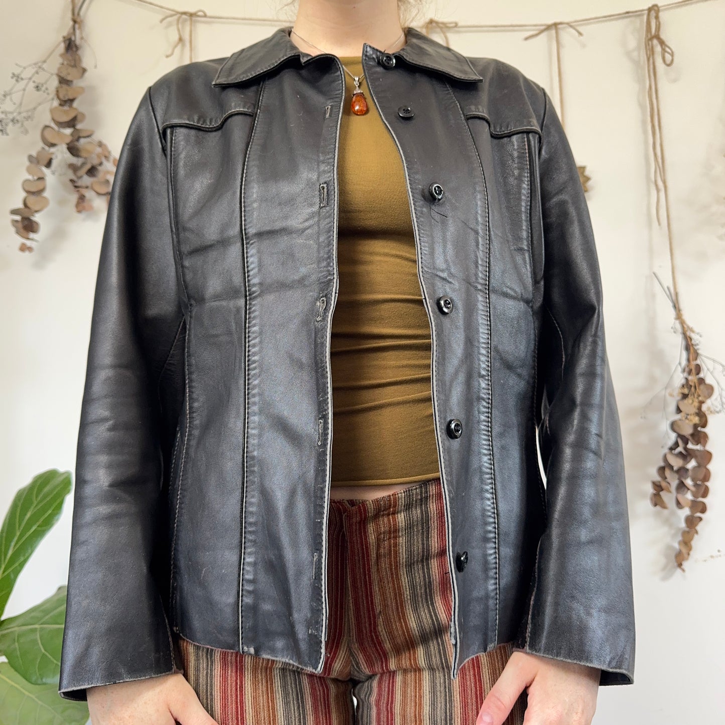 Black leather jacket - size M