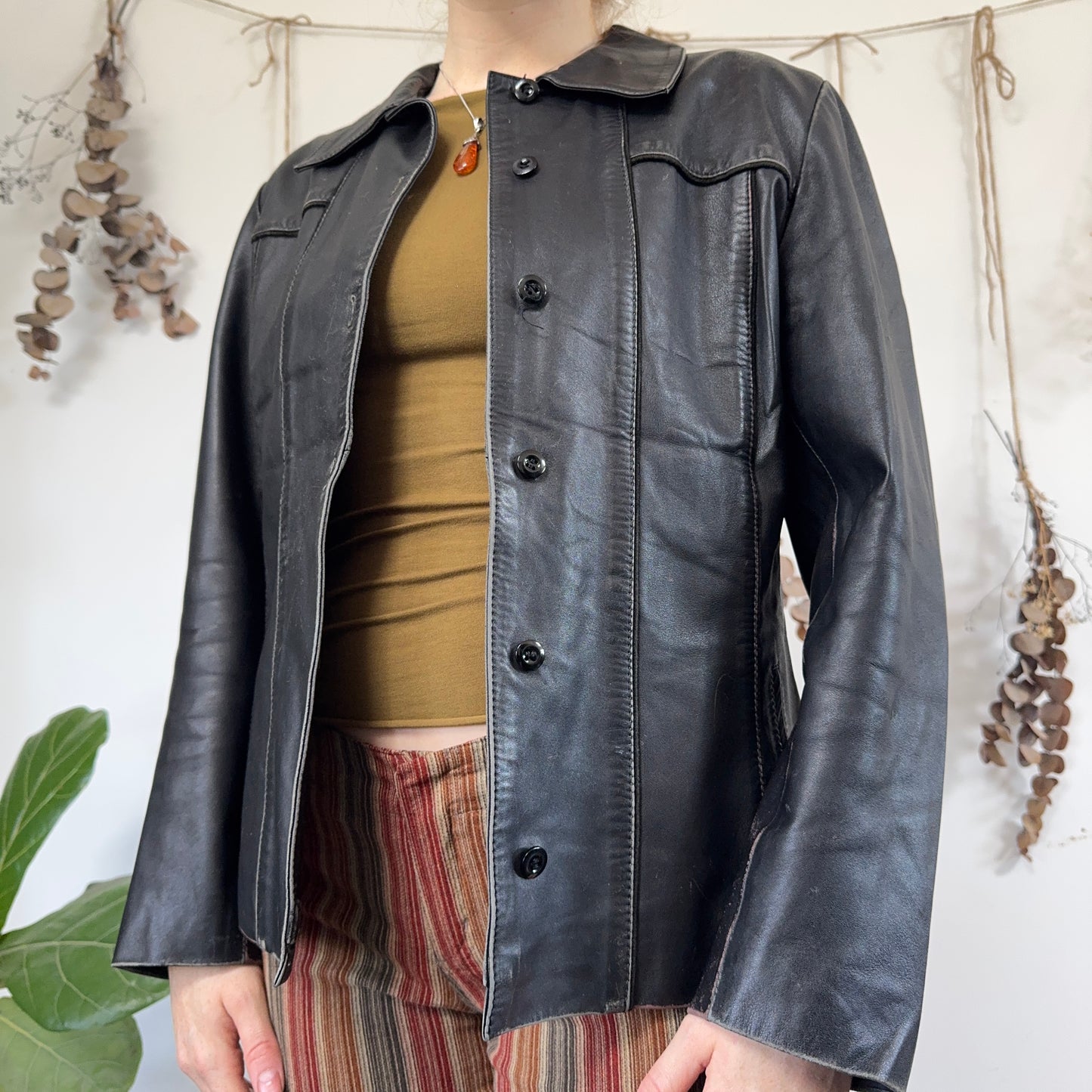 Black leather jacket - size M