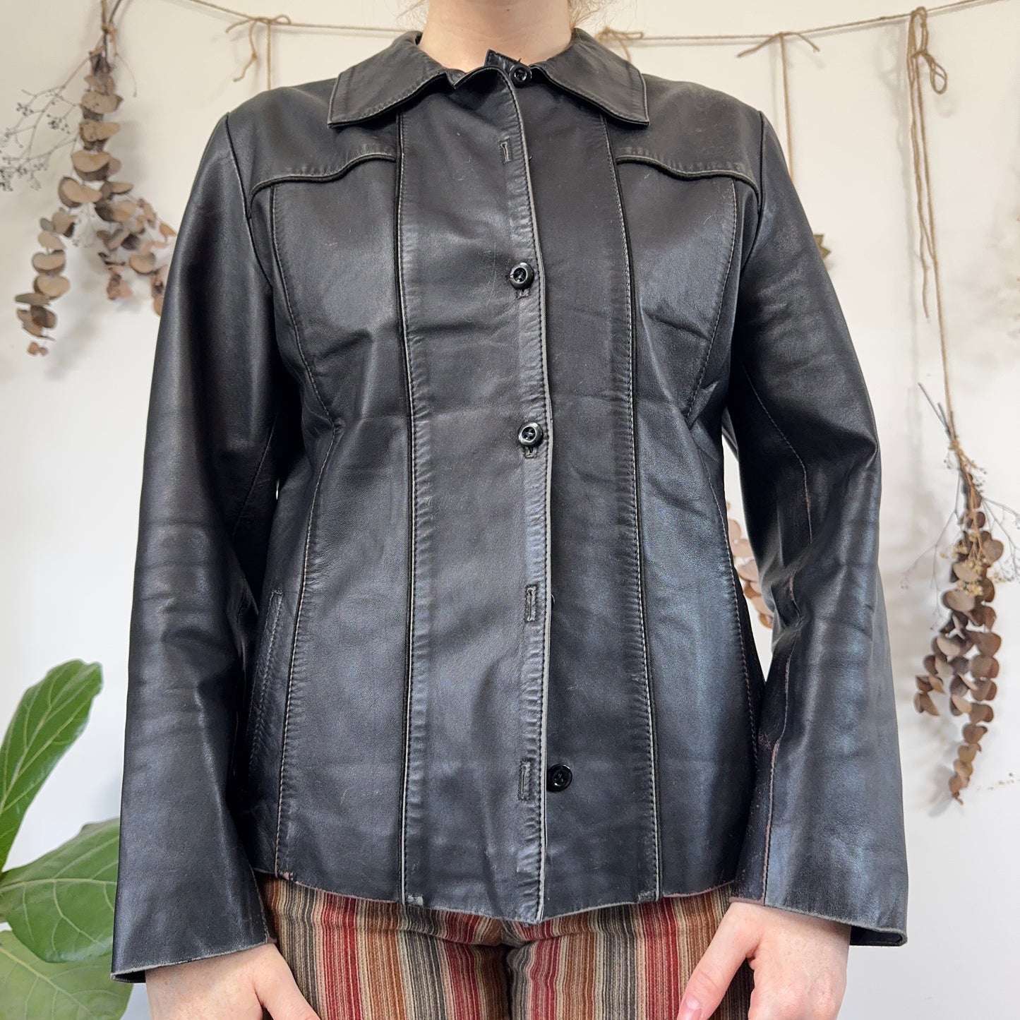 Black leather jacket - size M