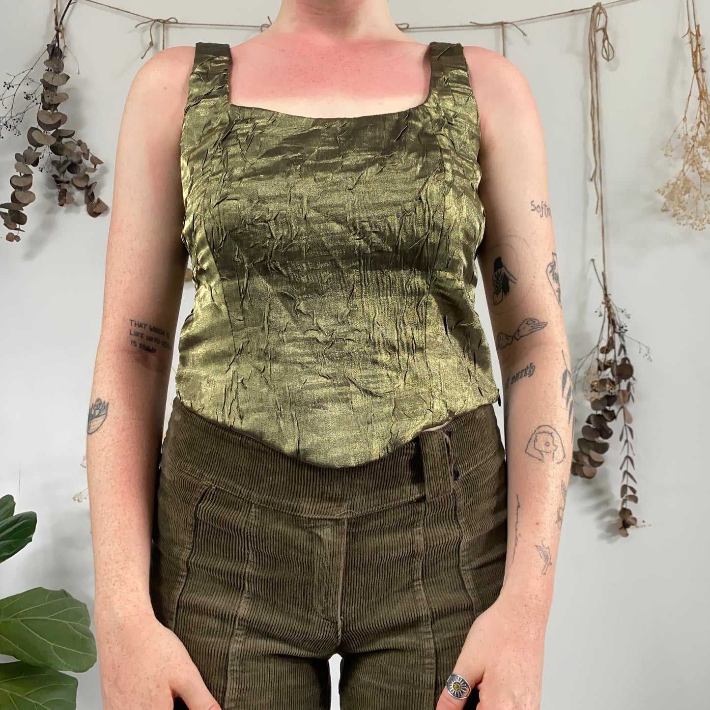 Green corset top - size M/L