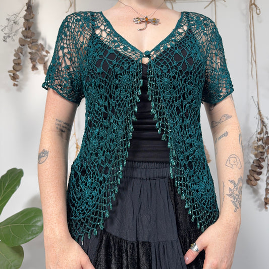 Teal crochet top - size M/L