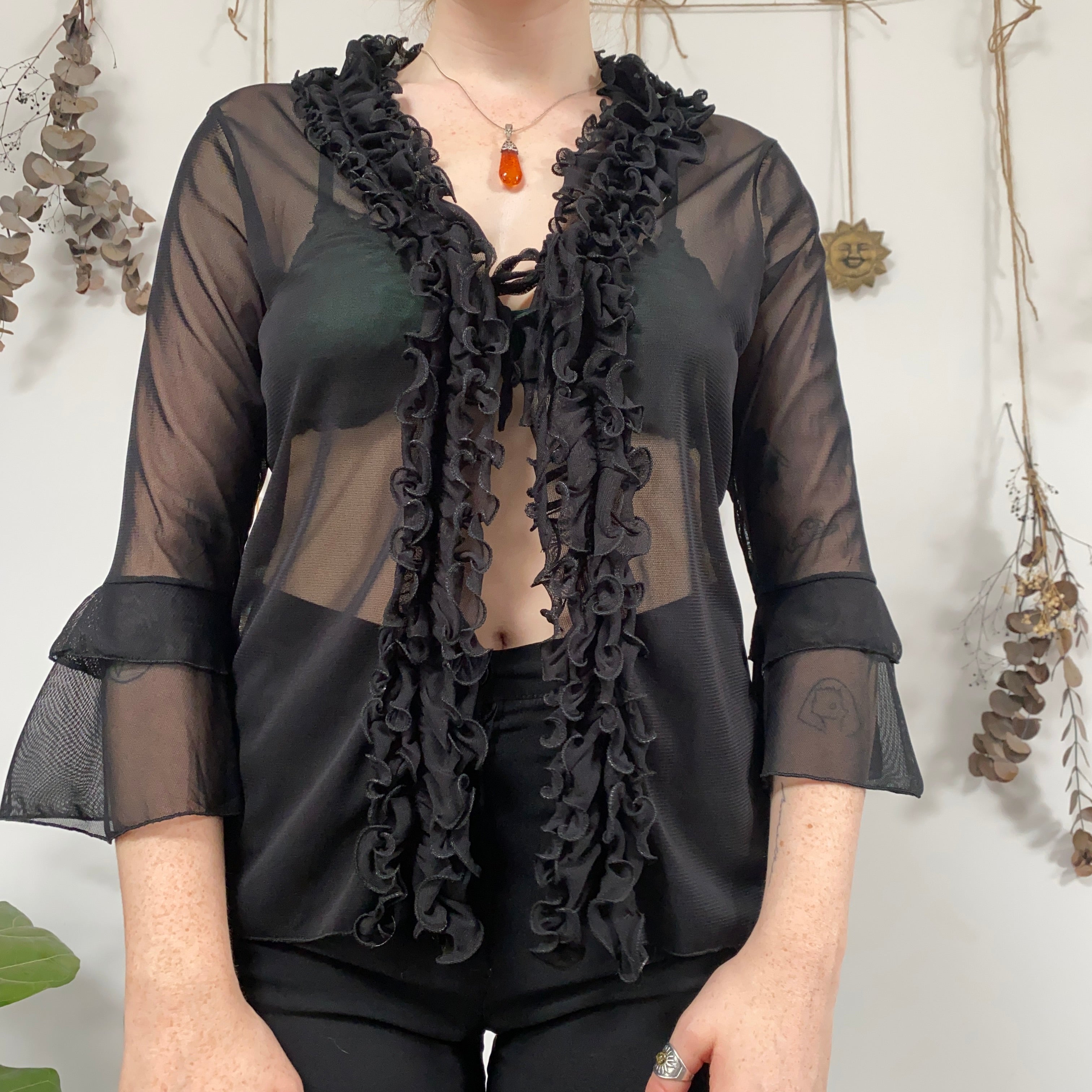 Black mesh top - size M/L – Of Earth Vintage
