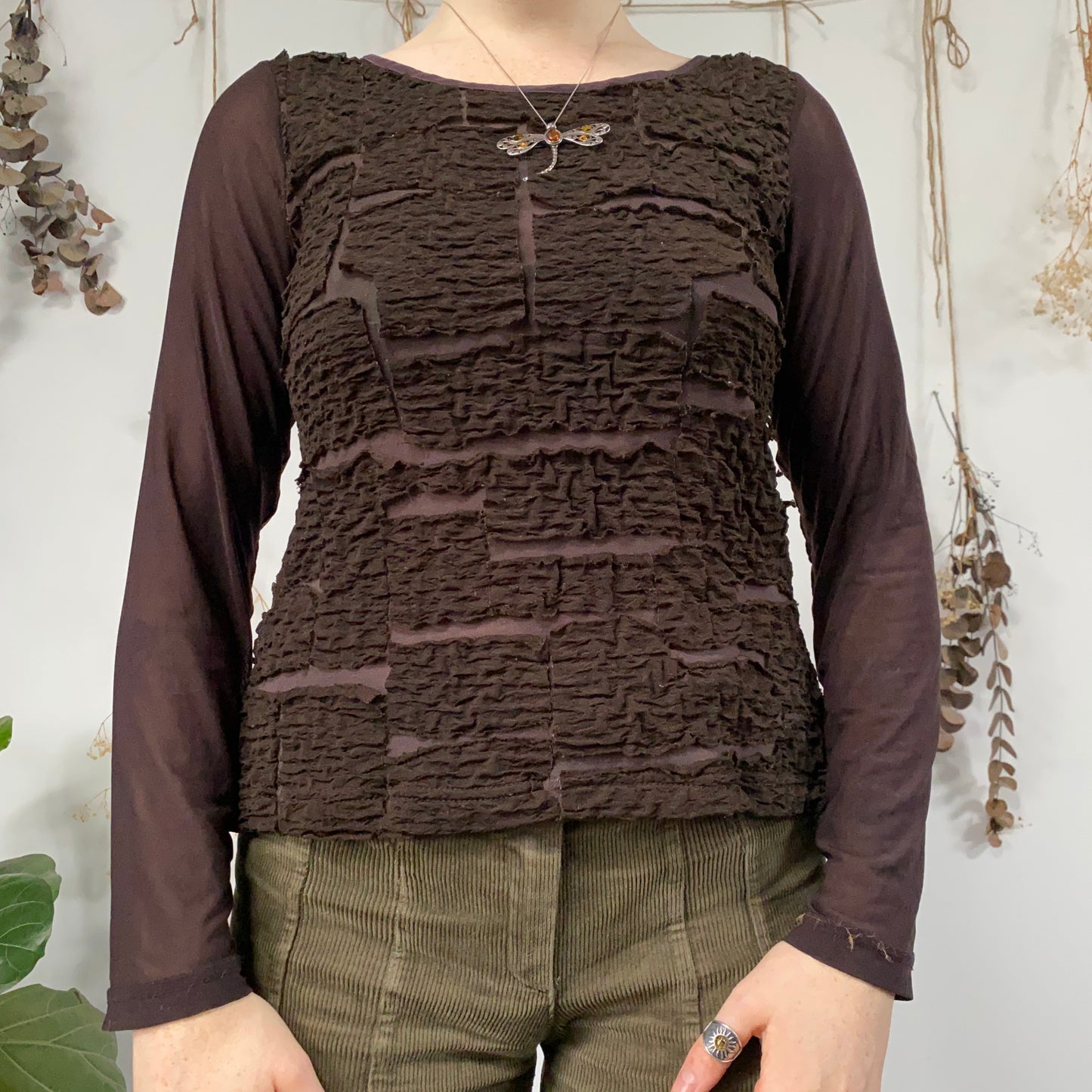 Brown mesh top - size M