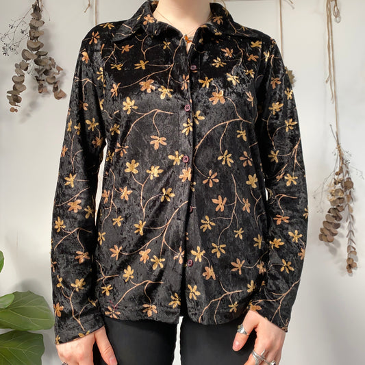 Floral velvet shirt - size L