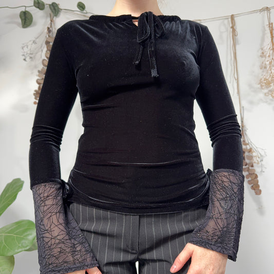 Black velvet top - size XS/S