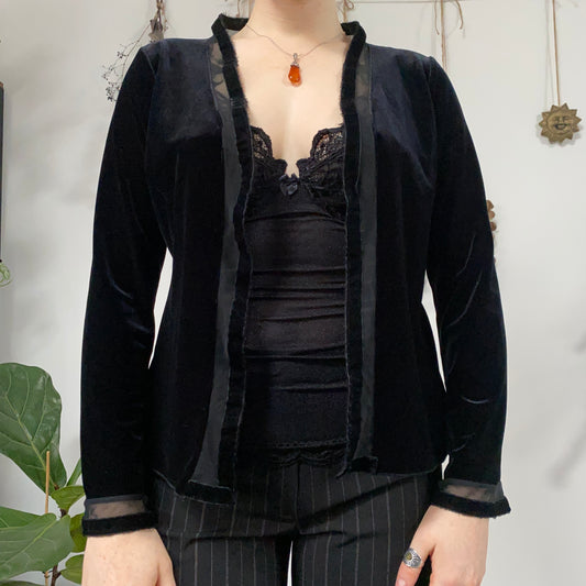 Black velvet cardigan - size L