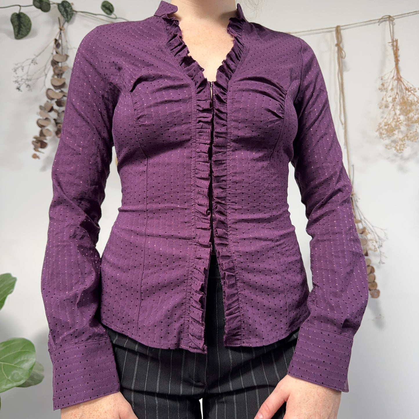Purple hook and eye blouse - size S/M