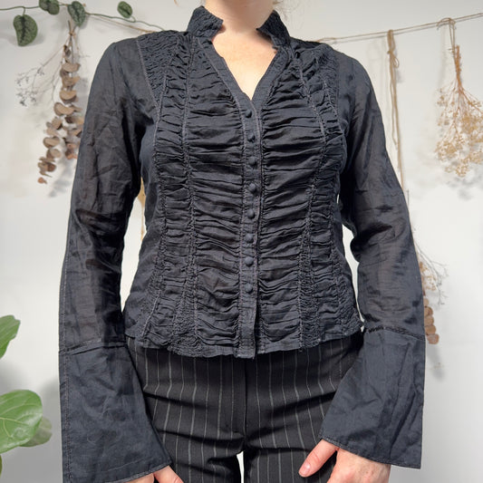 Black ruched blouse - size M