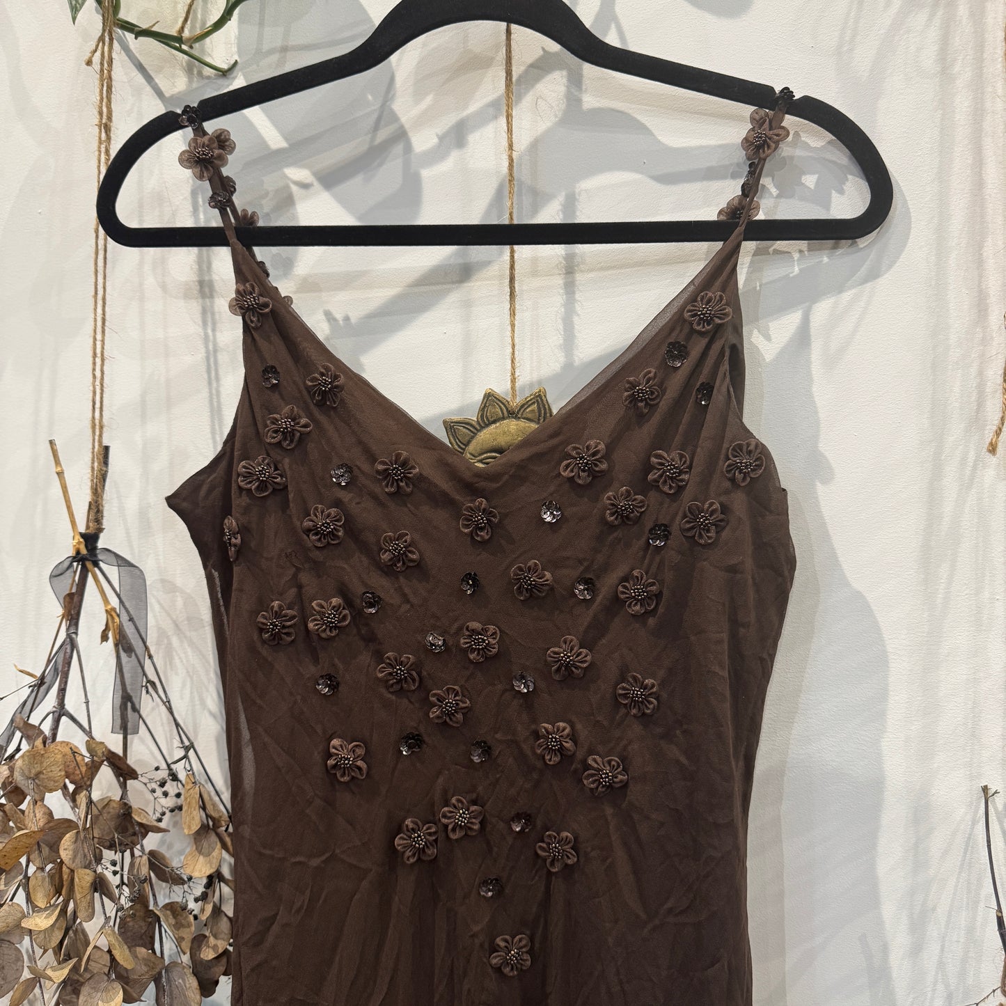 Brown silk dress - size L