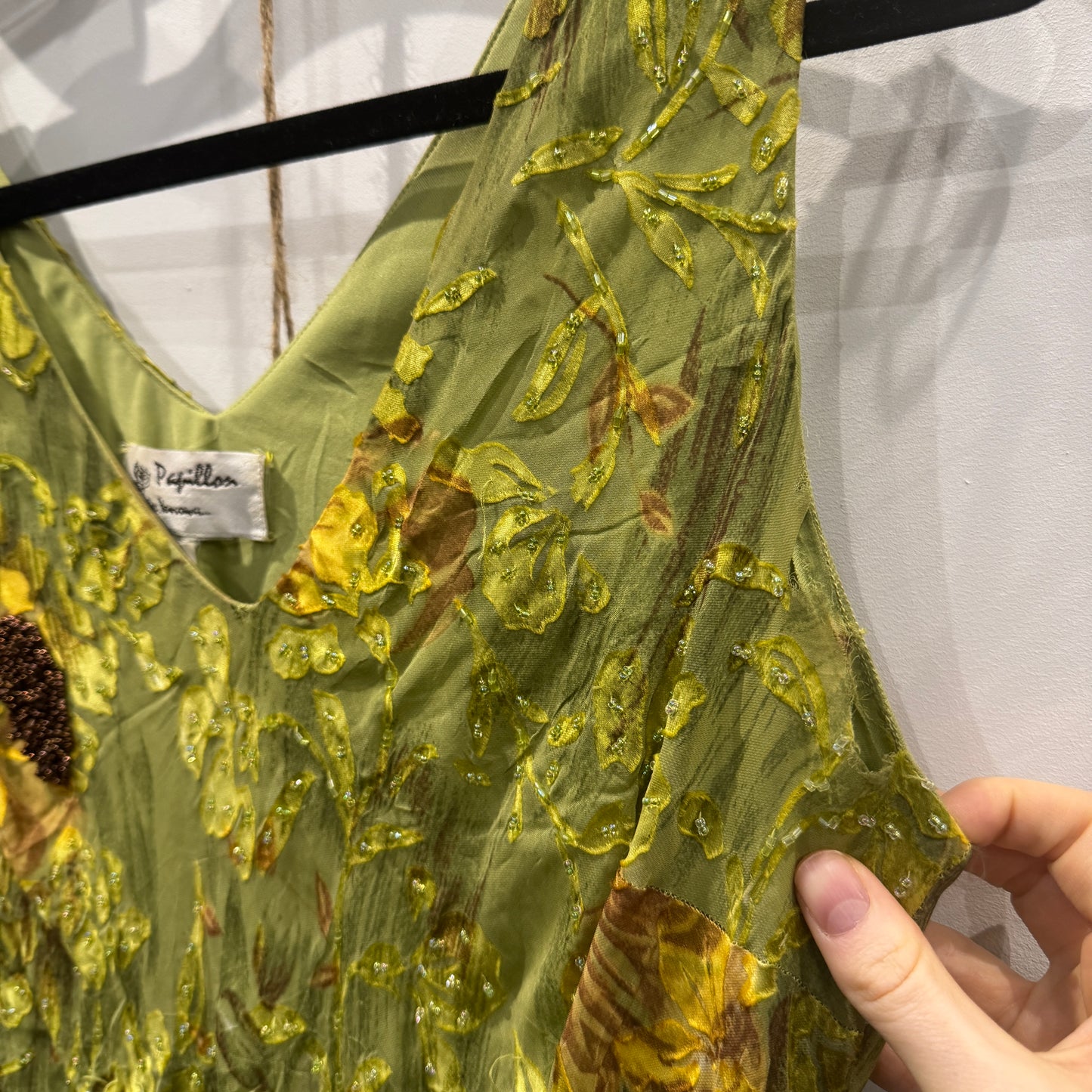 Green beaded dress - size L