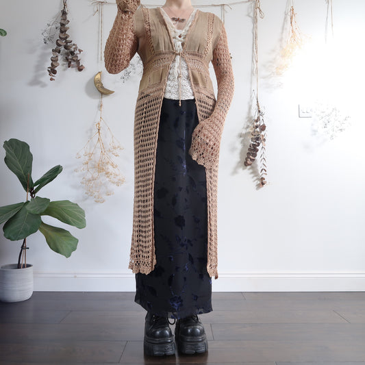 Tan crochet cardigan - size M/L