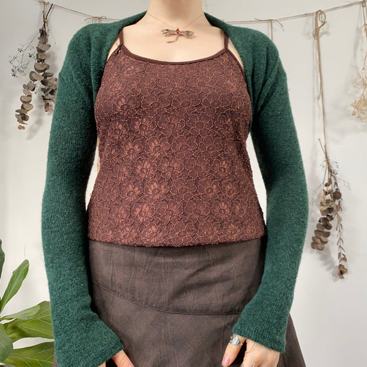Green knit shrug - size S