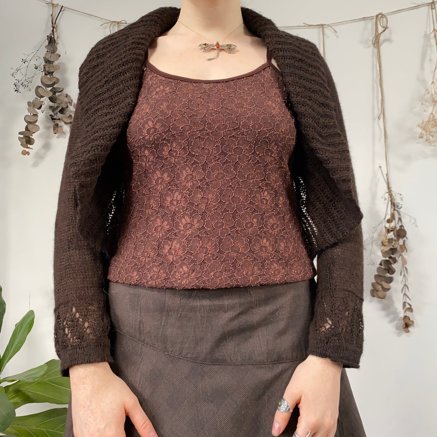 Brown knit cardigan - size L