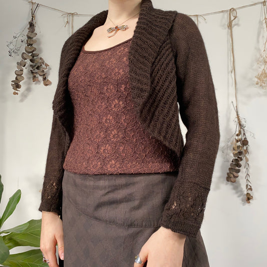 Brown knit cardigan - size L