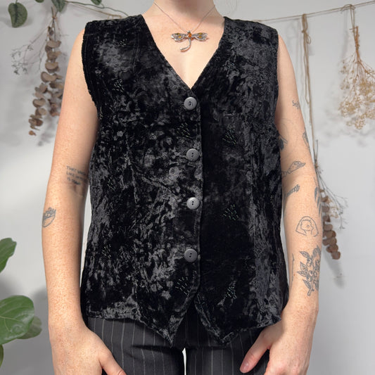 Black velvet waistcoat - size M/L