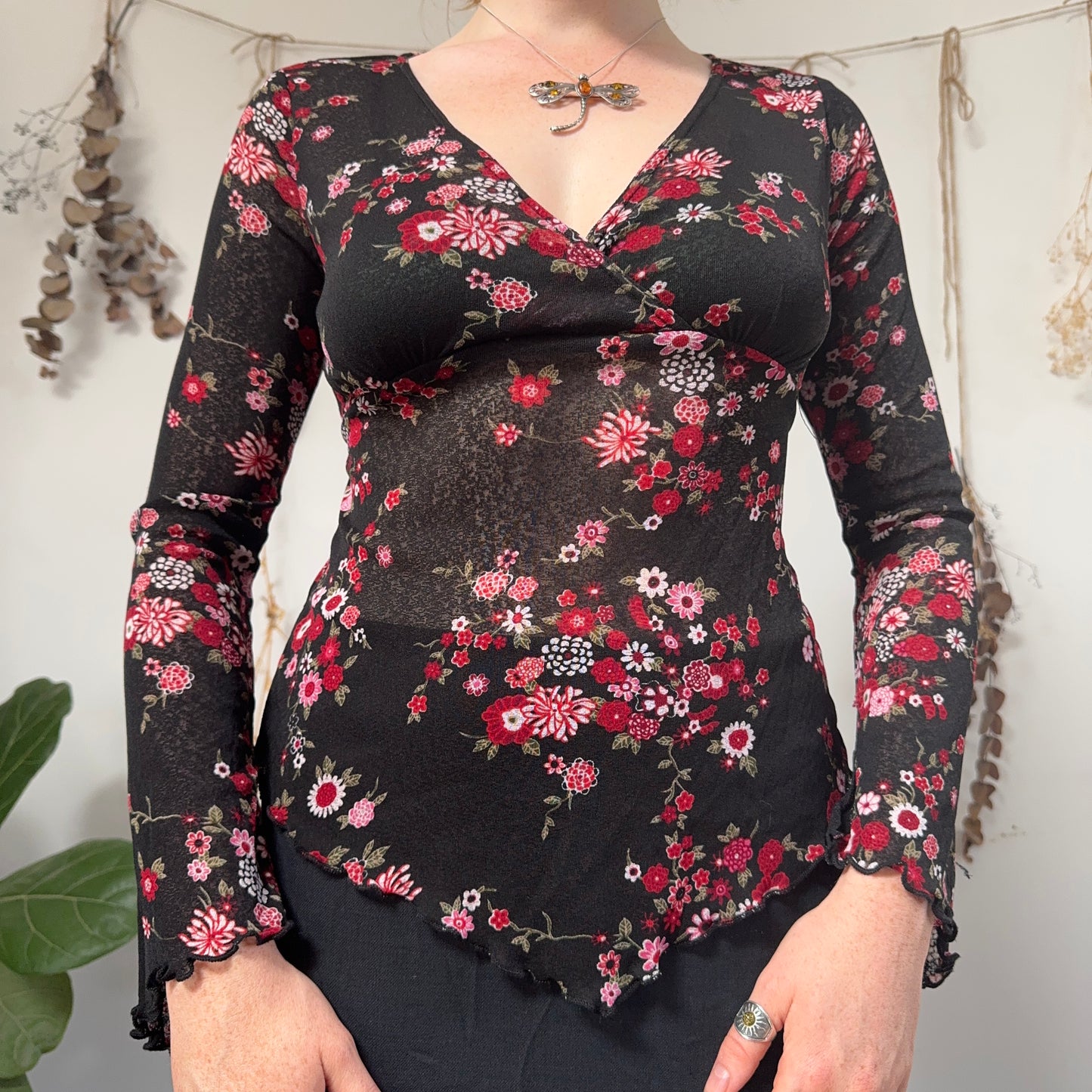 Mesh floral top - size S