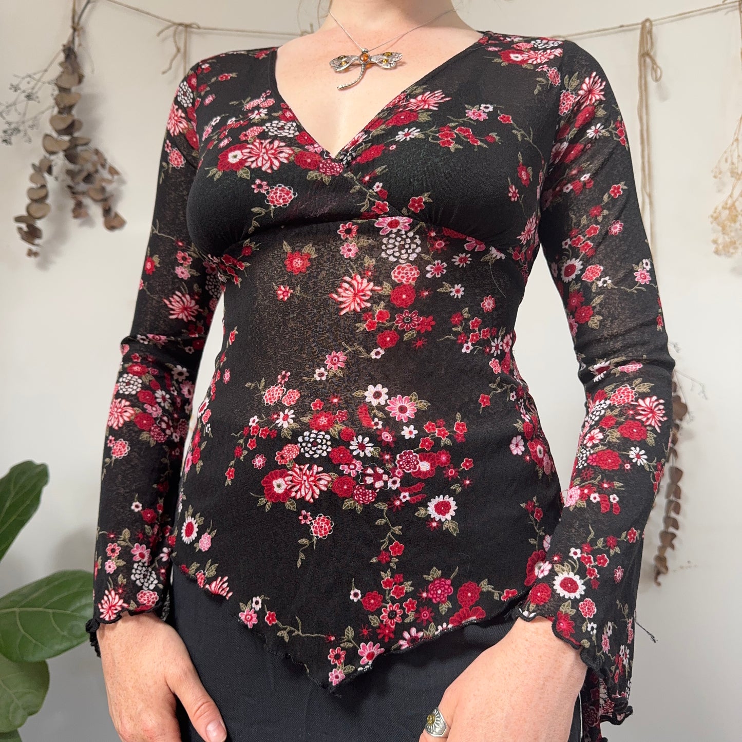 Mesh floral top - size S
