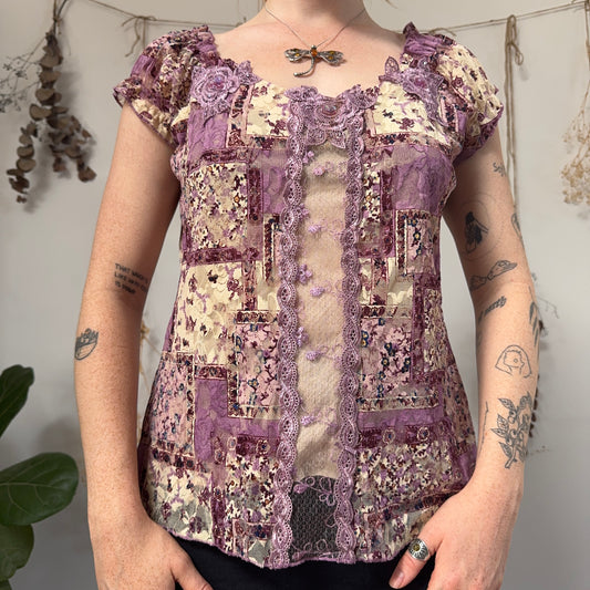Lilac mesh top - size L/XL