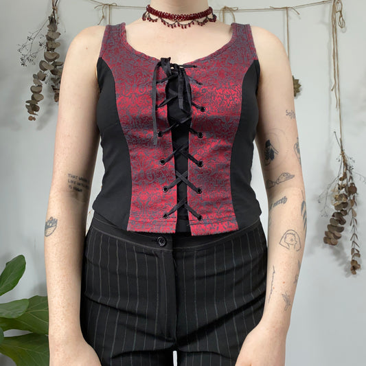 Black and red corset top - size S/M