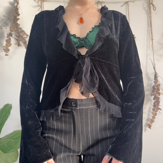 Black velvet cardigan top - size M