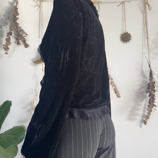 Black velvet cardigan top - size M