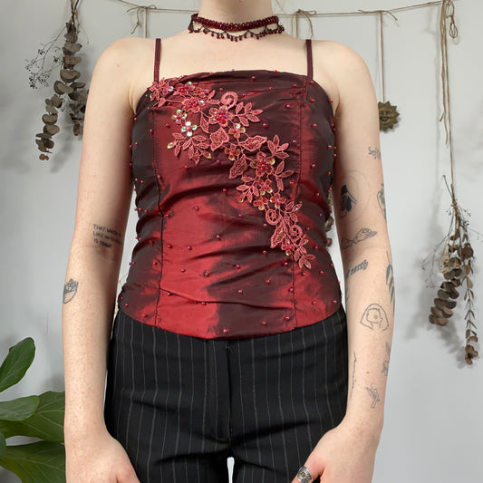 Red iridescent corset - size S/M