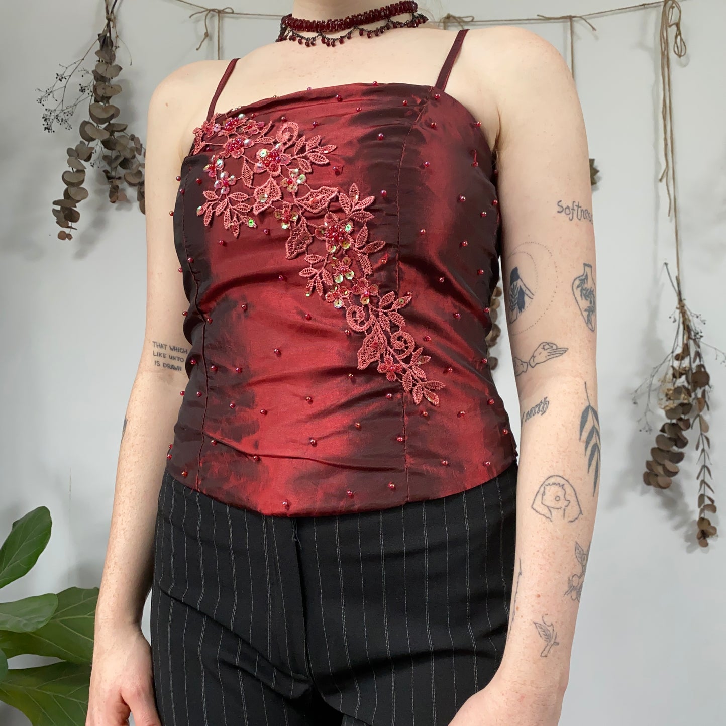 Red iridescent corset - size S/M