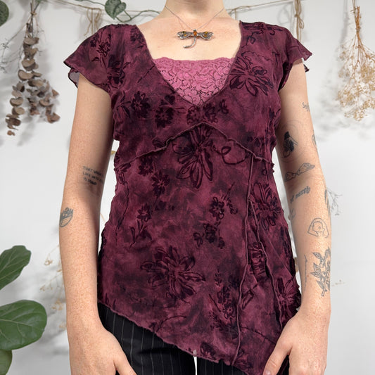 Purple mesh top - size L