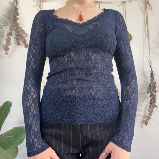 Blue lace top - size S/M