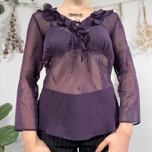 Purple sheer blouse - size S/M