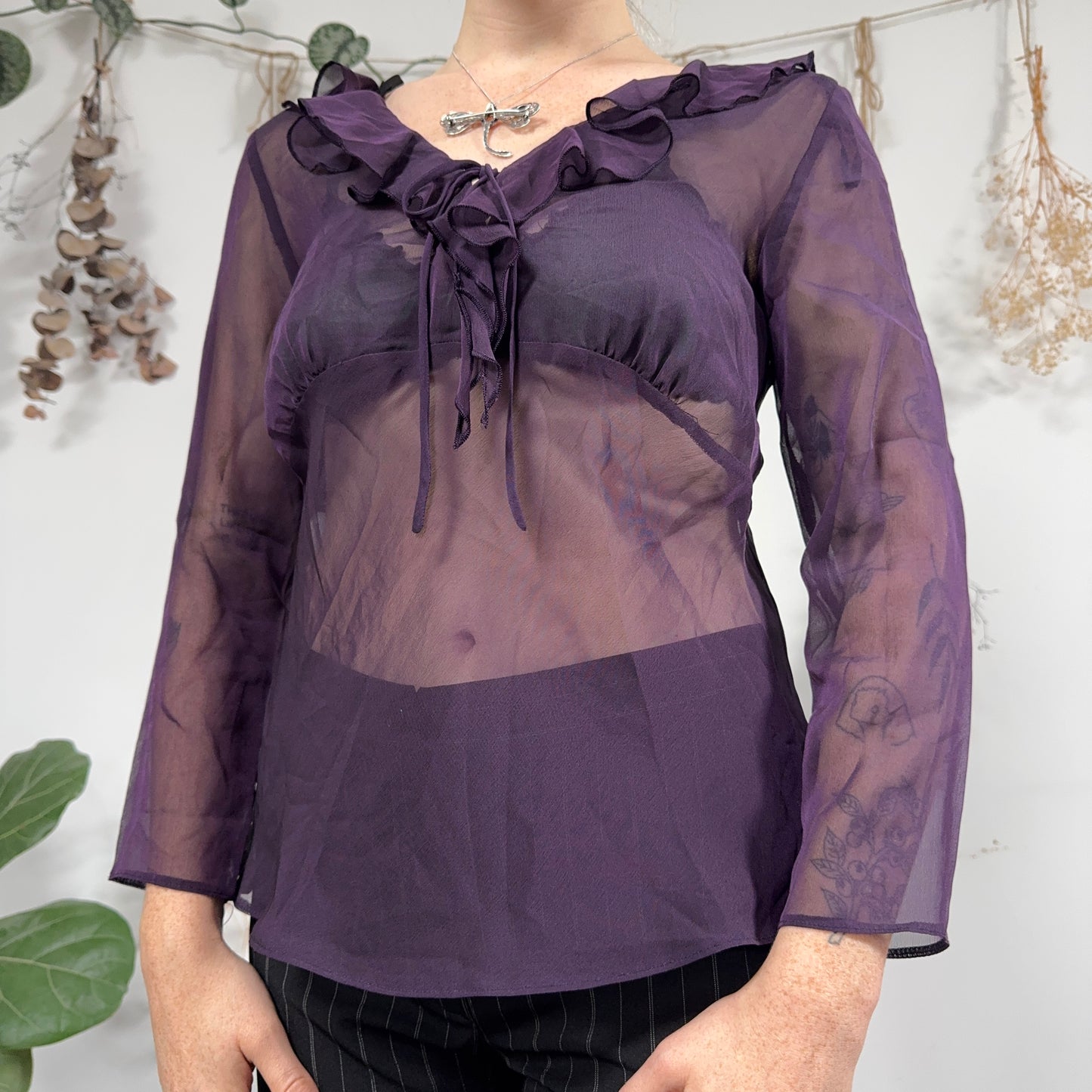 Purple sheer blouse - size S/M