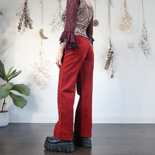 Red corduroy trousers - size S/M