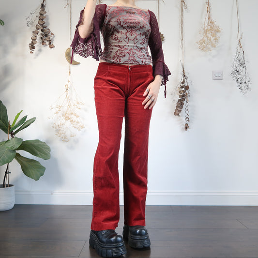 Red corduroy trousers - size S/M