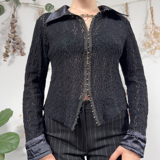 Black lace shirt - size L