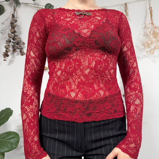 Red lace top - size XS