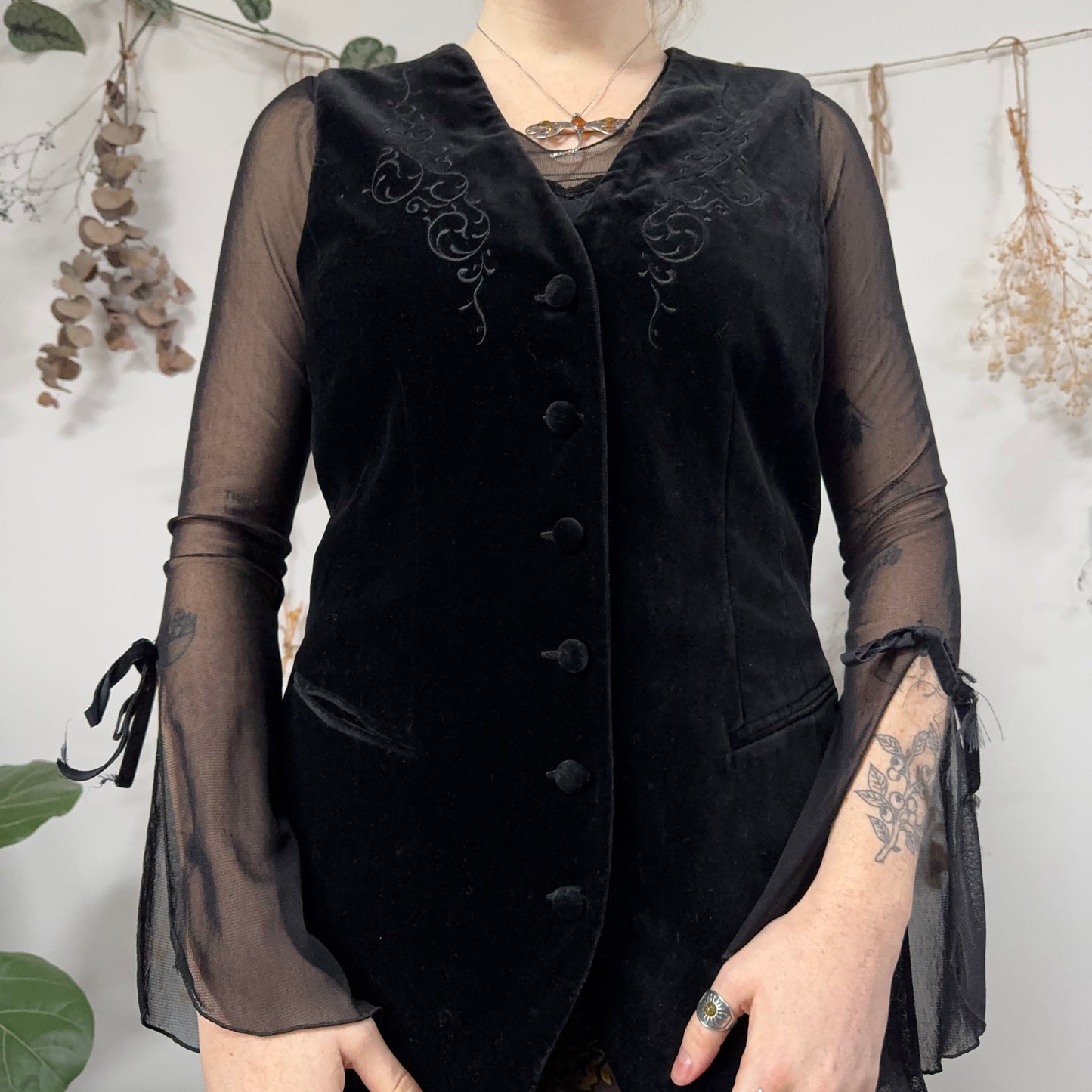Black velvet waistcoat - size M