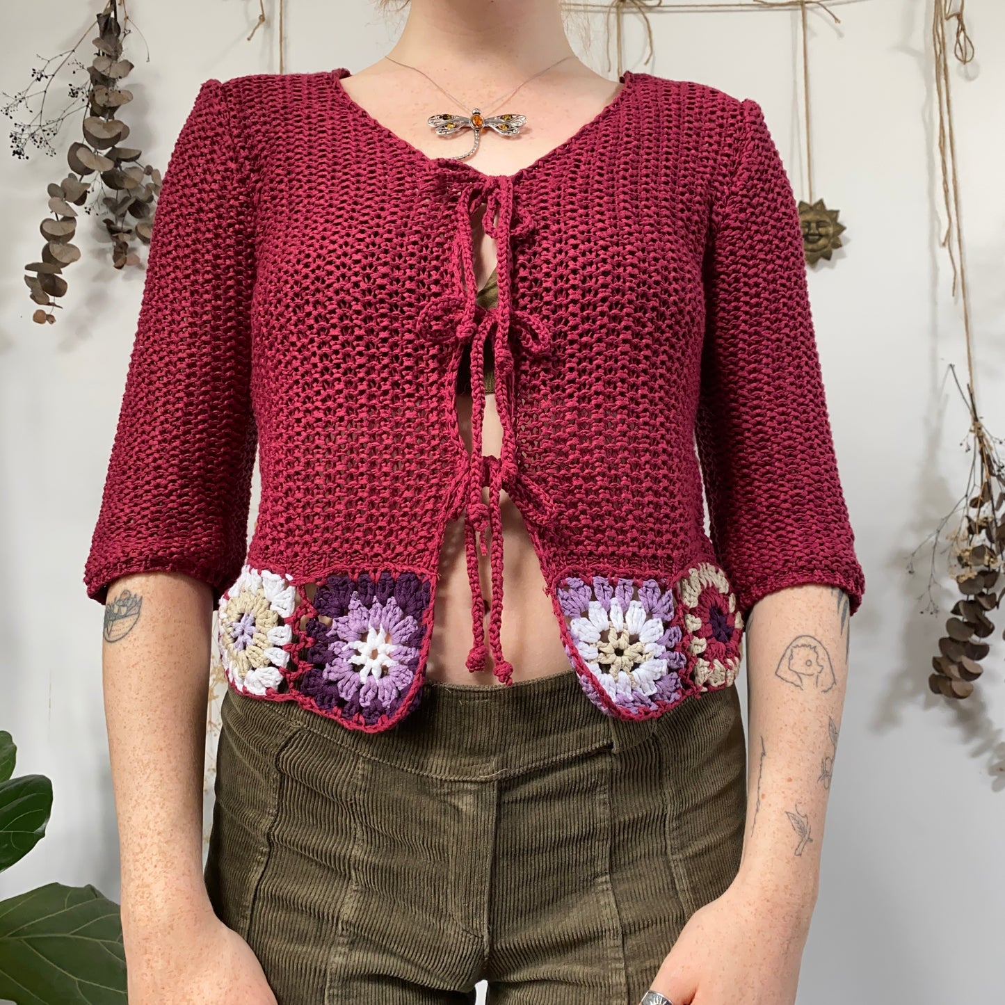 Raspberry knit top - size M