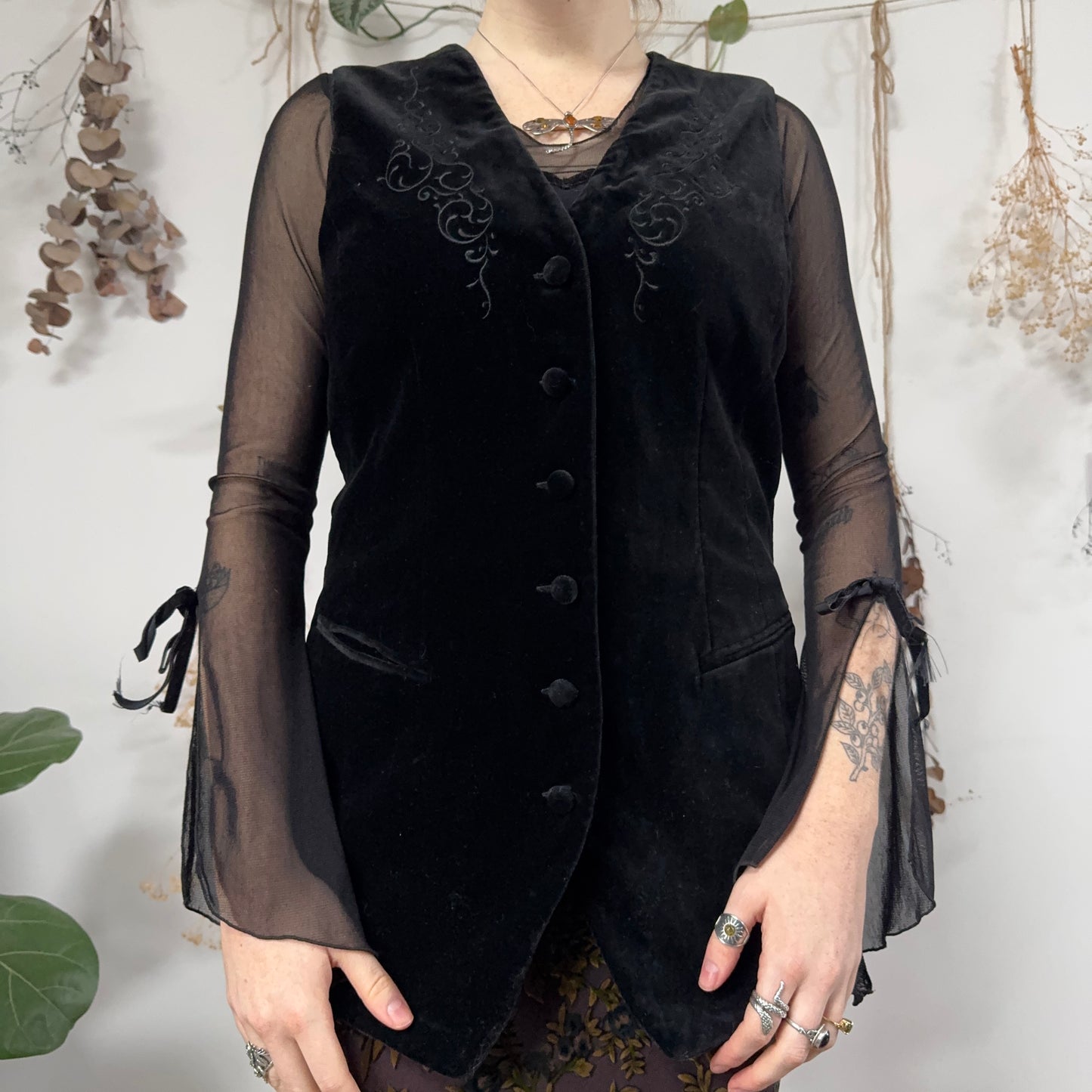 Black velvet waistcoat - size M
