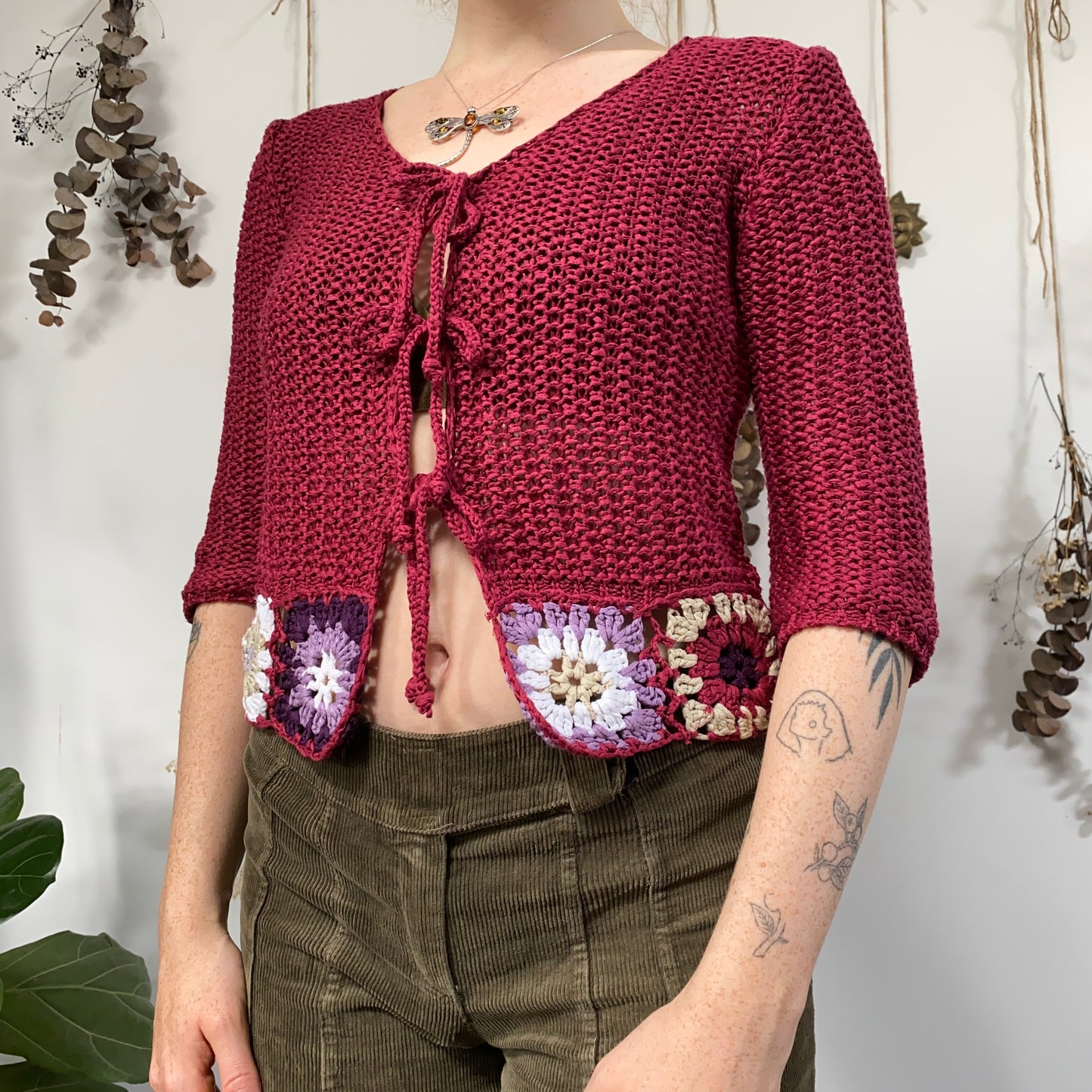 Raspberry knit top - size M