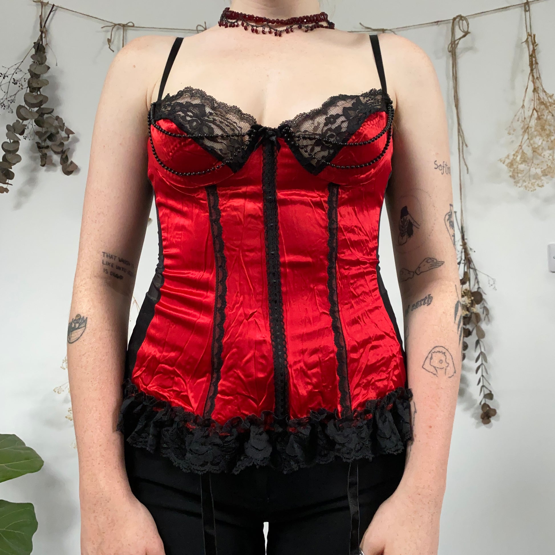 Red and black corset - size S