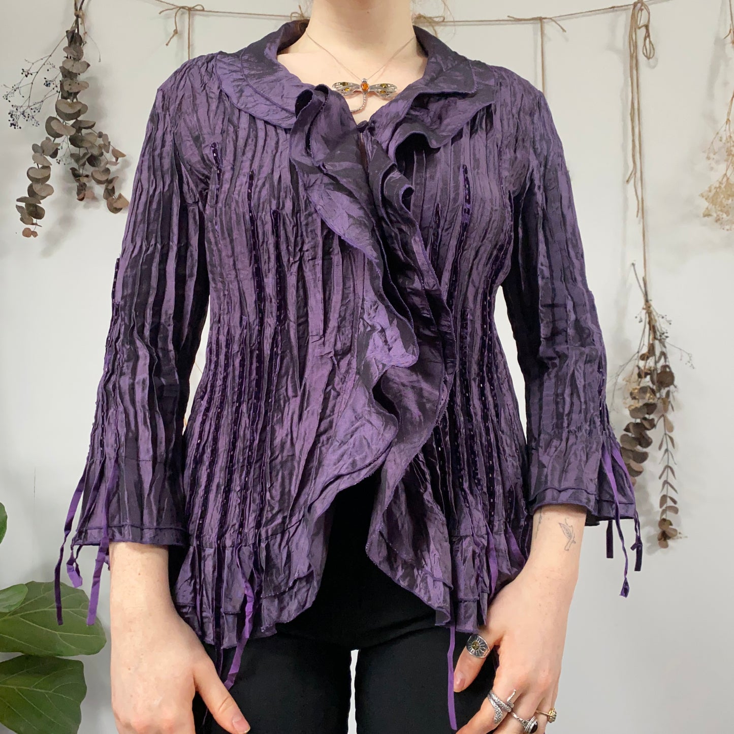 Purple crinkle shirt - size L