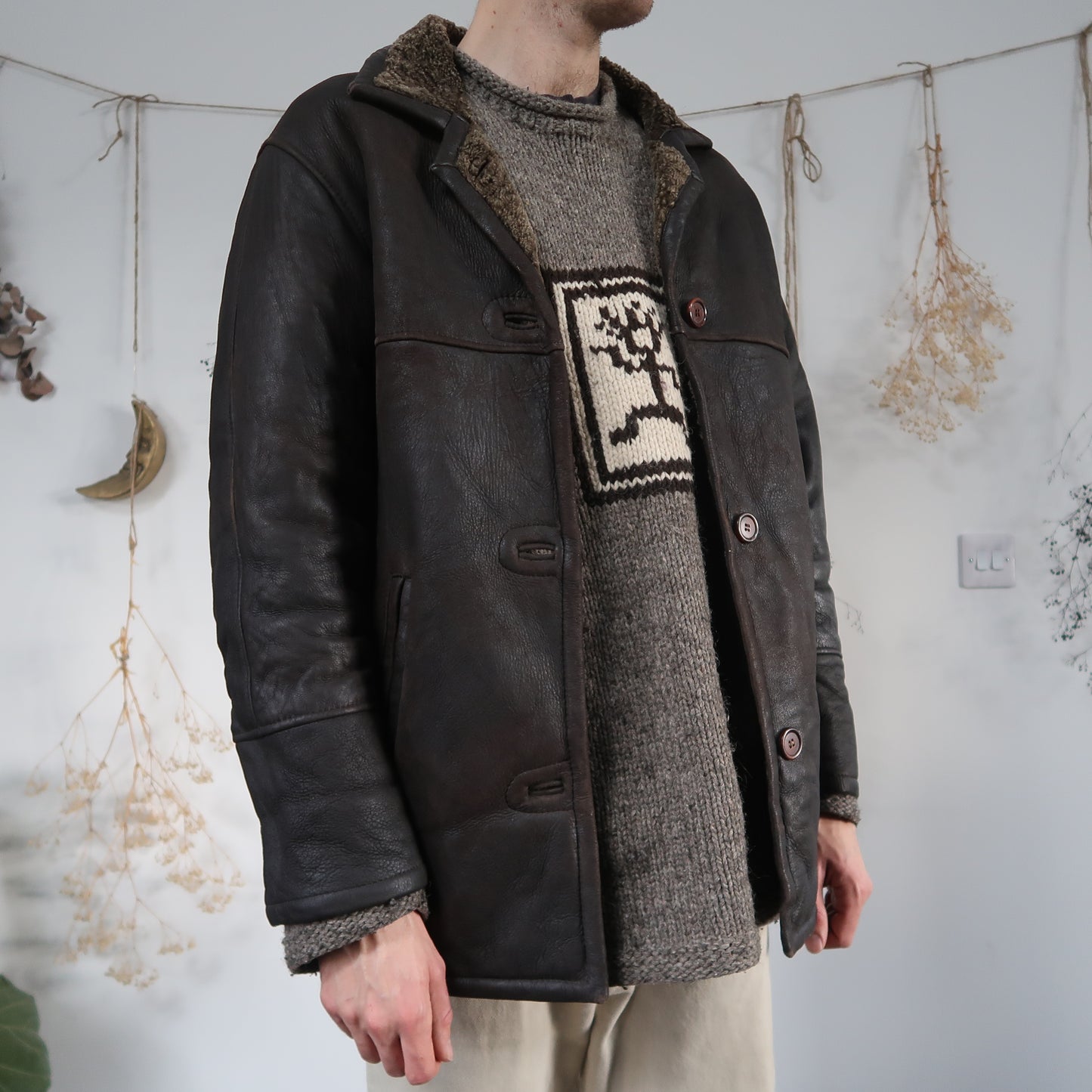 Brown sheepskin coat - size M/L