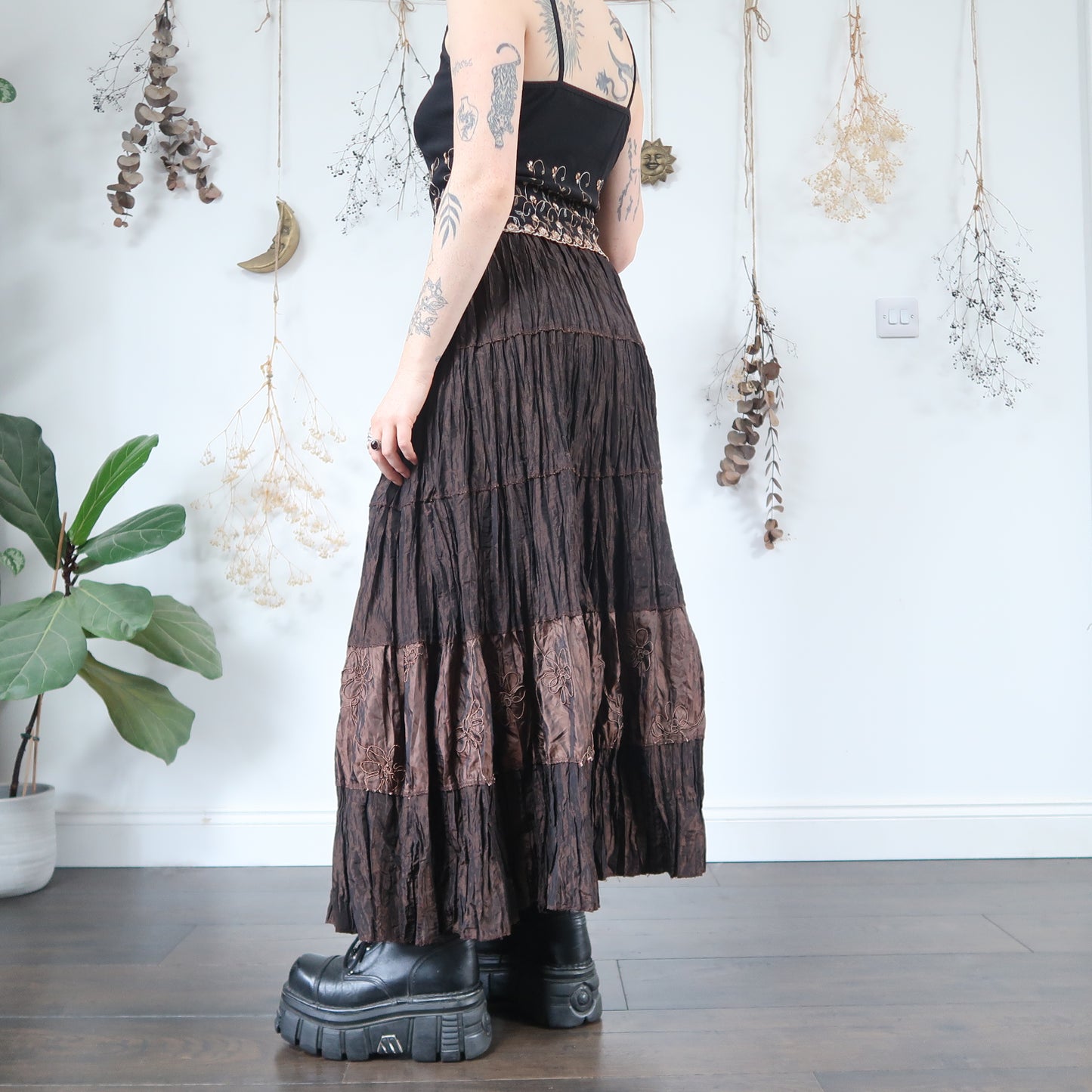 Brown tiered skirt - size XS/S/M