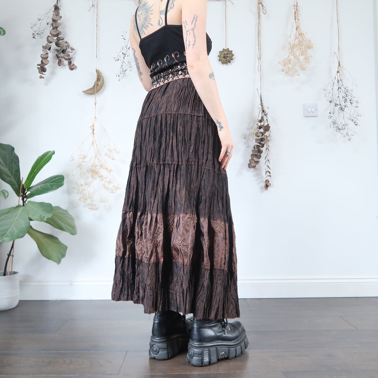 Brown tiered skirt - size XS/S/M