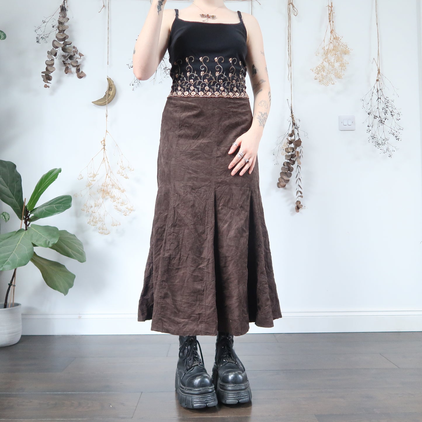 Brown cord skirt - size XS/S