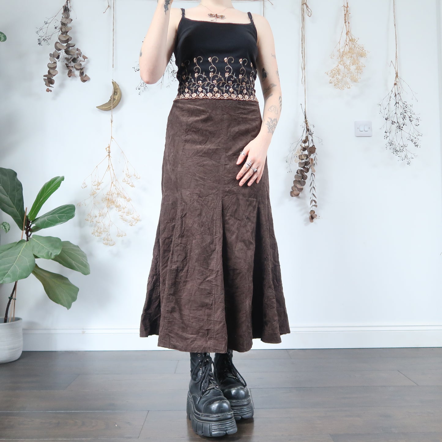 Brown cord skirt - size XS/S