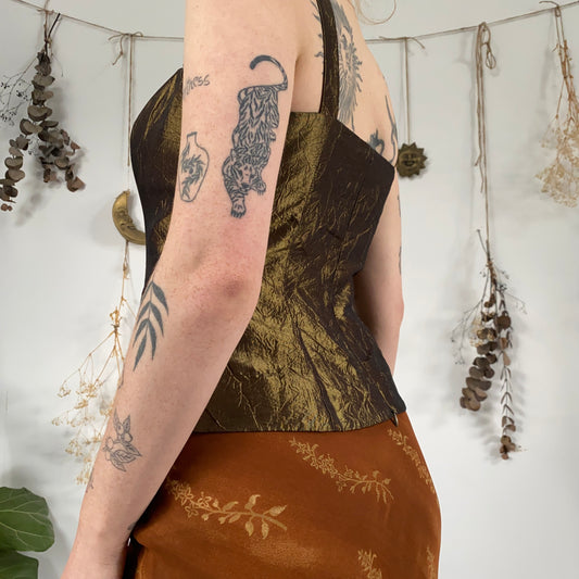 Olive beaded corset - size M